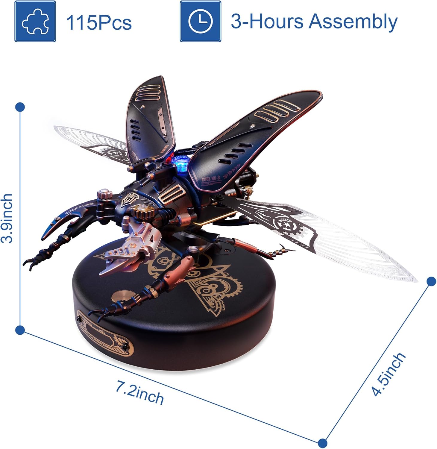 3D Metal Puzzles for Adults, DIY Model Kits to Build, 115 Pieces Mechanical Puzzle Stag Beetle, STEM Toy, for Adults（Stag Beetle）