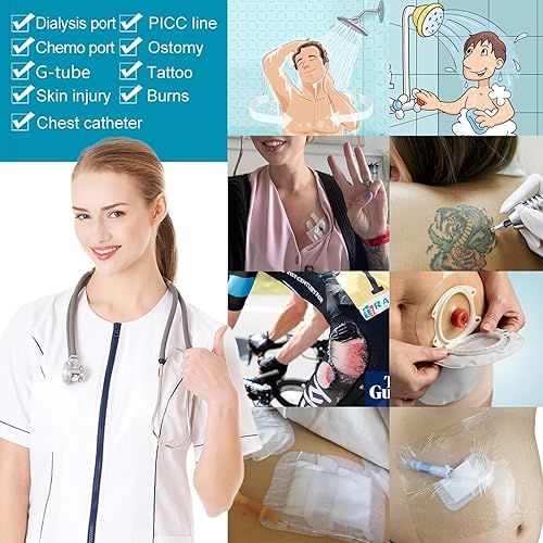 Miniatura 8 de Sibba 30 unidades de protectores de heridas de 9 x 9 pulgadas, transparente, grande, para ostomía, vendajes adhesivos a prueba de ducha, protectores