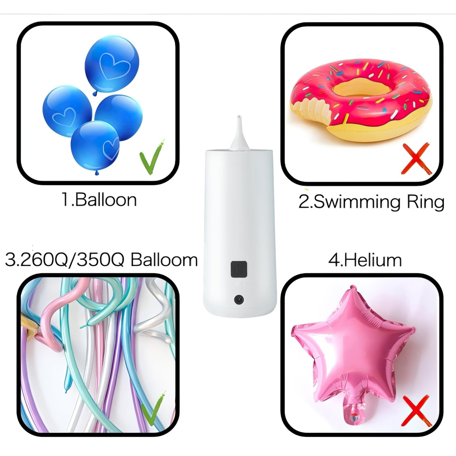 OBEST Pompa Elettrica per Palloncini Silenziosa Gonfia Palloncini Elettrico,Gonfiatore Portatile Della Macchina a Palloncino per Matrimoni Feste Compleanni Decorazioni di Natale