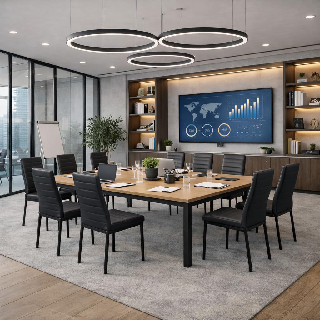 Set 4 Sedie in Finta Pelle - Imbottite, Design Moderno, Elegante, Soggiorno, da Cucina, Ufficio, Seduta Ergonomica, Schienale Alto, Struttura in Metallo - 53x46x97h cm