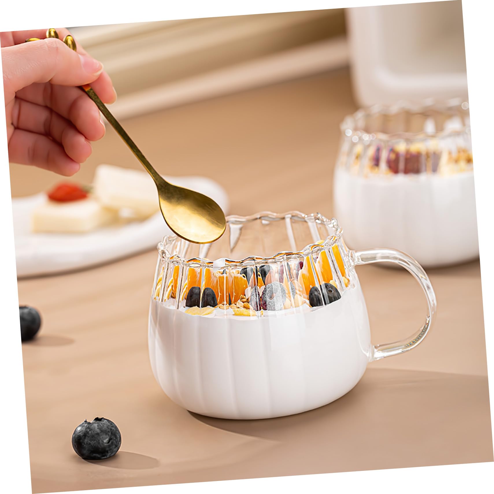 2 Piezas Vasos de Vidrio Transparentes para Leche y Café Resistentes al Calor Ligeros y Prácticos para Desayuno y Bebidas Hogar y Restaurantes