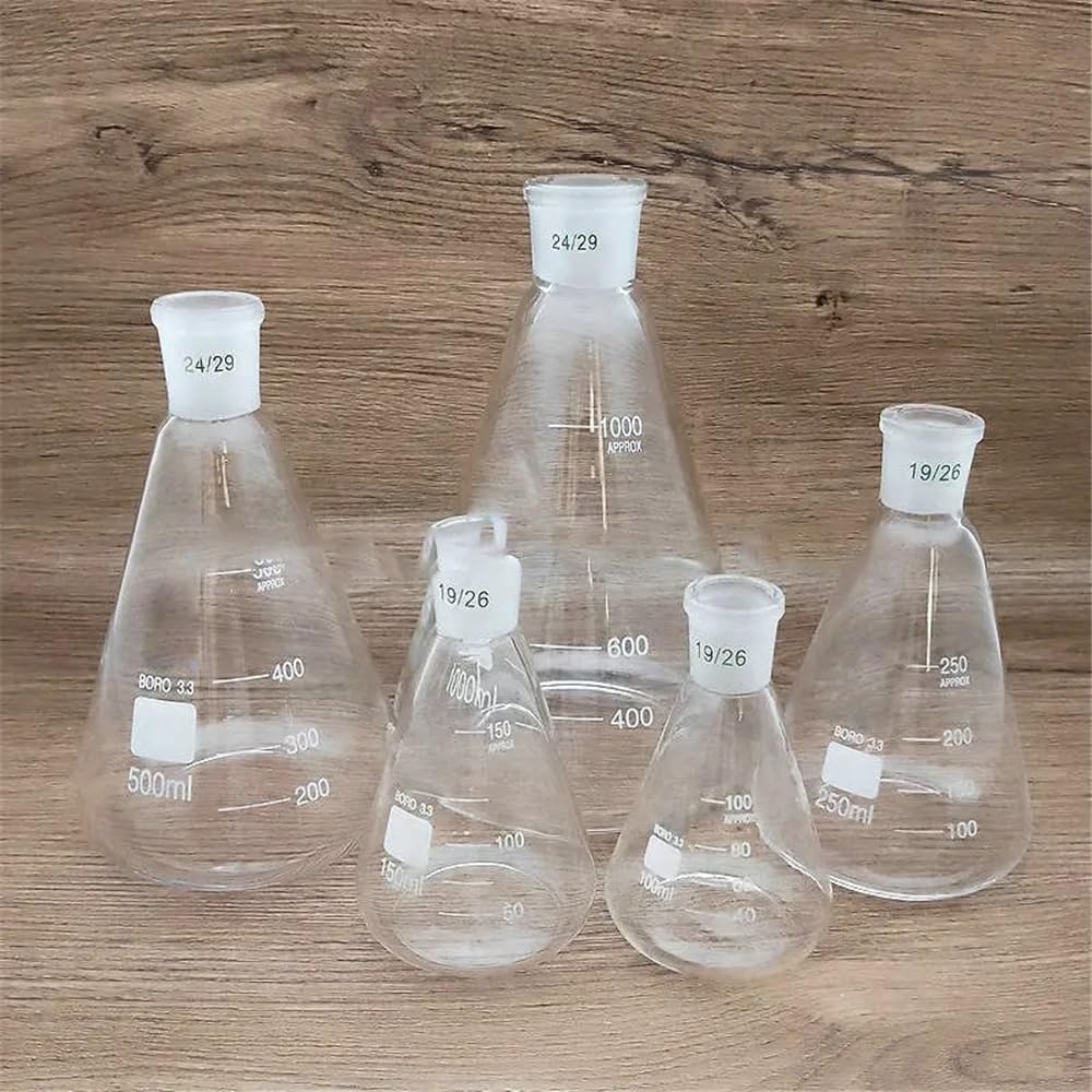 Attrezzature e forniture di laboratorio 1 pallone da laboratorio triangolare in vetro borosilicato alto 25 ml a 2000 con bocca smerigliata 19# 24# 29#