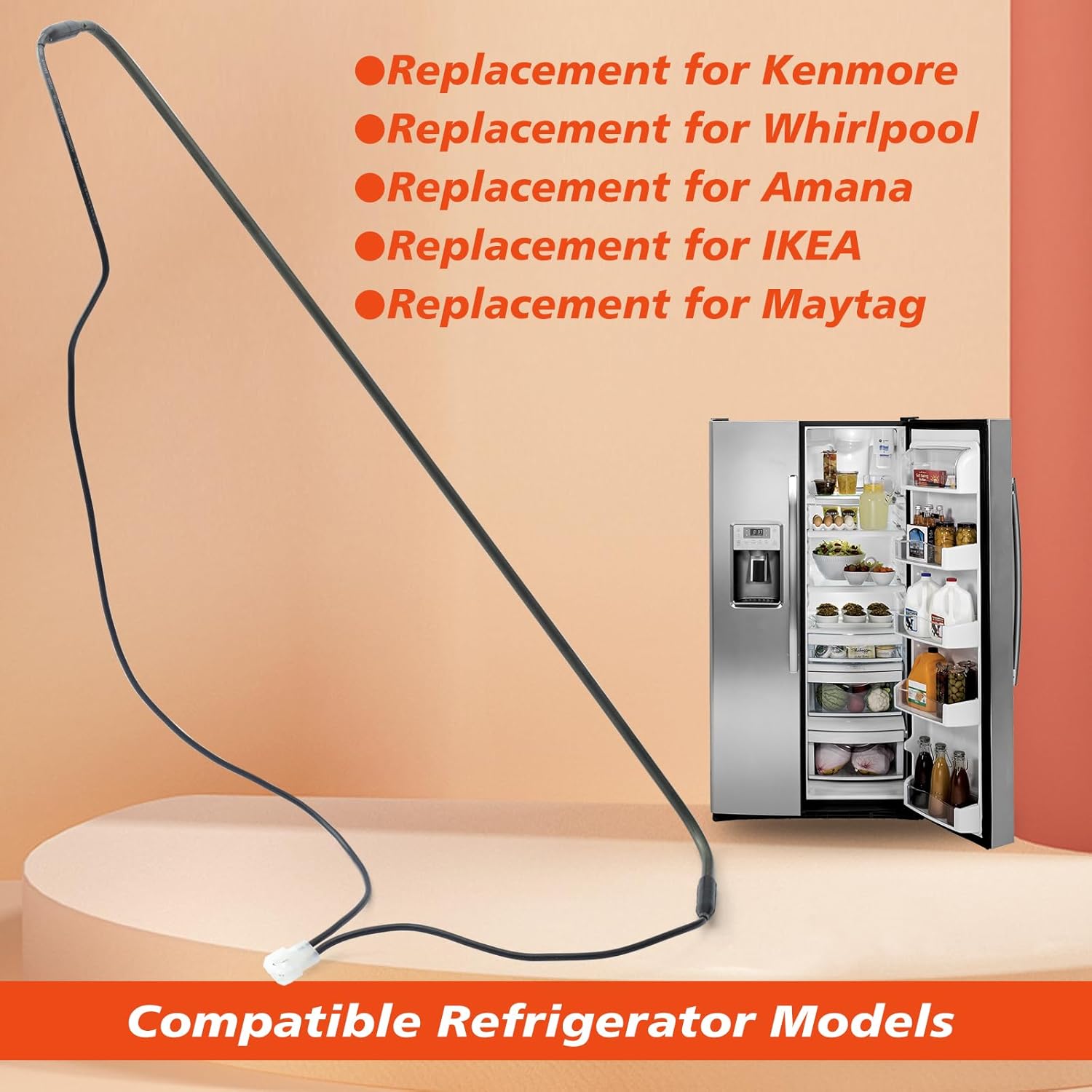 W10316428 Refrigerator Defrost Heater Assembly Replacement for Kenmore for Whirlp for Amana for Ikea for Maytag Replace W10316428 4444722 AP6019352 PS11752658