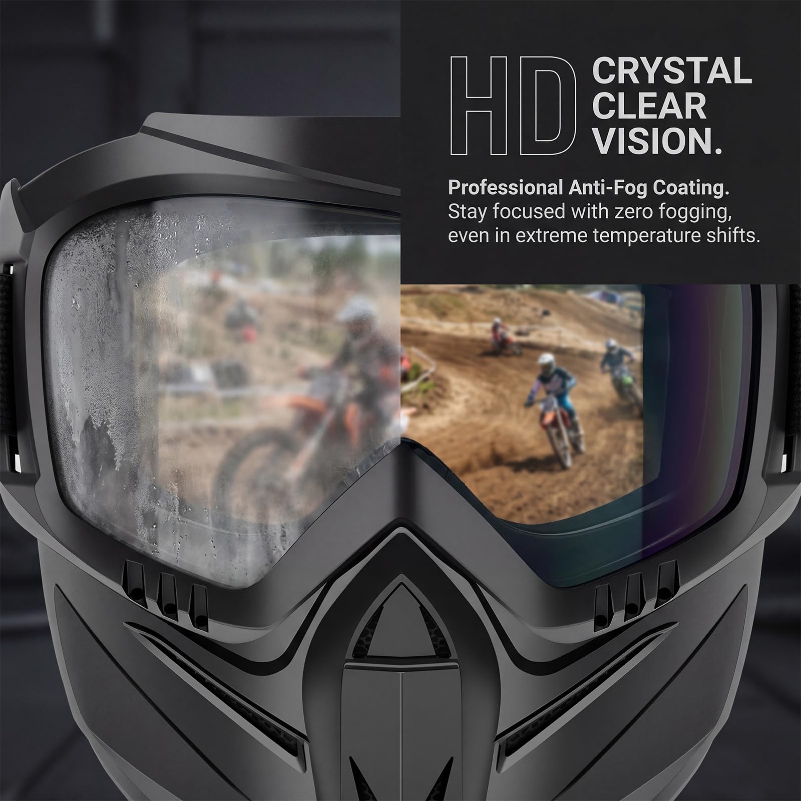 Full Face Protective Mask with Removable Goggles, Anti-Fog Face Shield for Motorcycle Riding, Cycling, Softball & Outdoor Sports