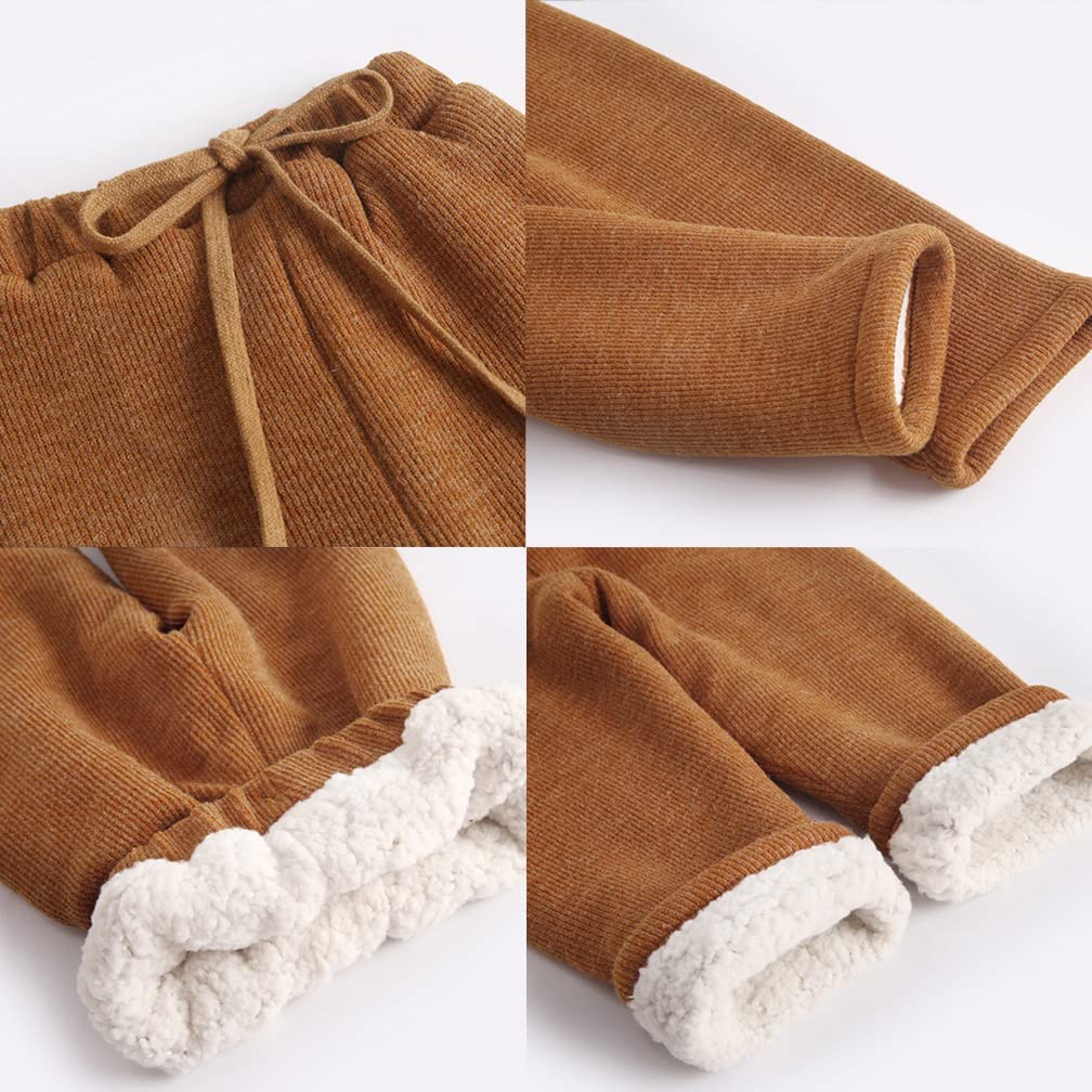 Unisexe Enfants Élastique Taille Coton Hiver Chaud Pantalon en Polaire Bébé Garçons Filles Trousers Bottoms 1-5 Années