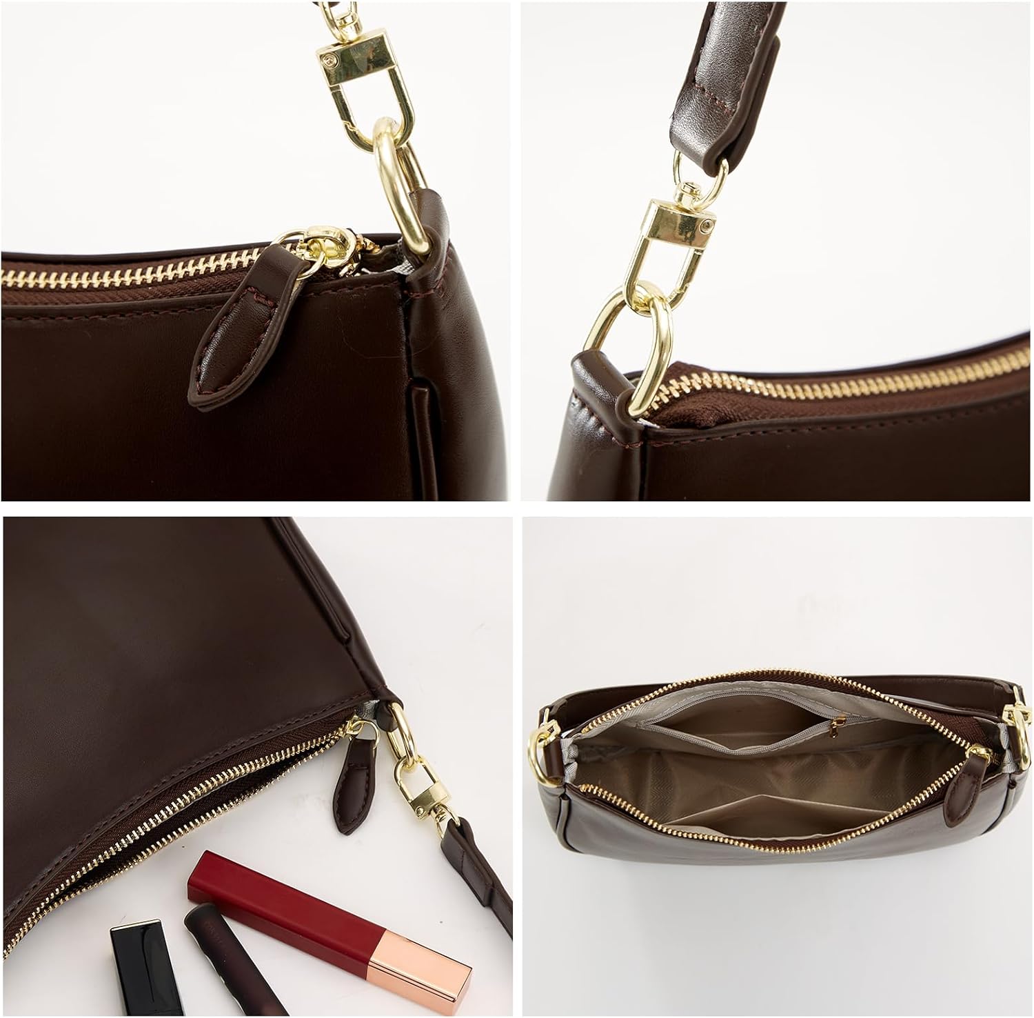 Small Cresent Shoulder Bags Crossbody Purses for Women Vegan Leather Handbag Clutch Hobo Purse - Image 4