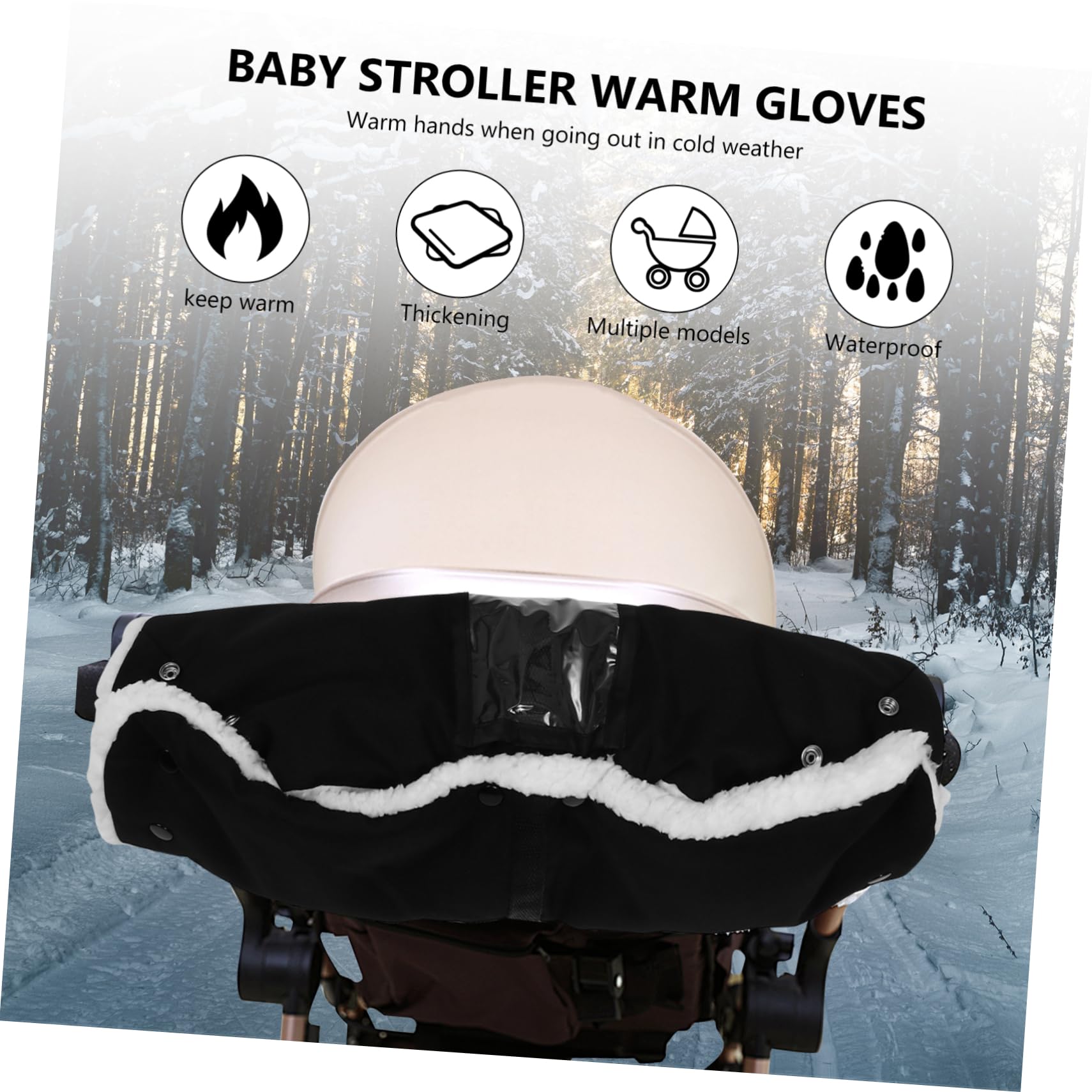 Yardwe 2 Piezas Guantes para Cochecito de Oxford Impermeables Cálidos y Cortaviento Manoplas Gruesas Antiescarcha para Invierno Fácil Instalación Manillar