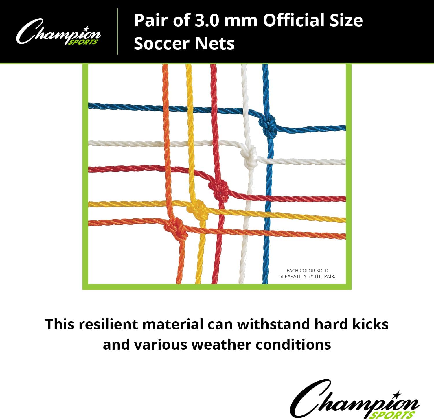 Pair of 3mm Twisted Soccer Nets by Champion Sports