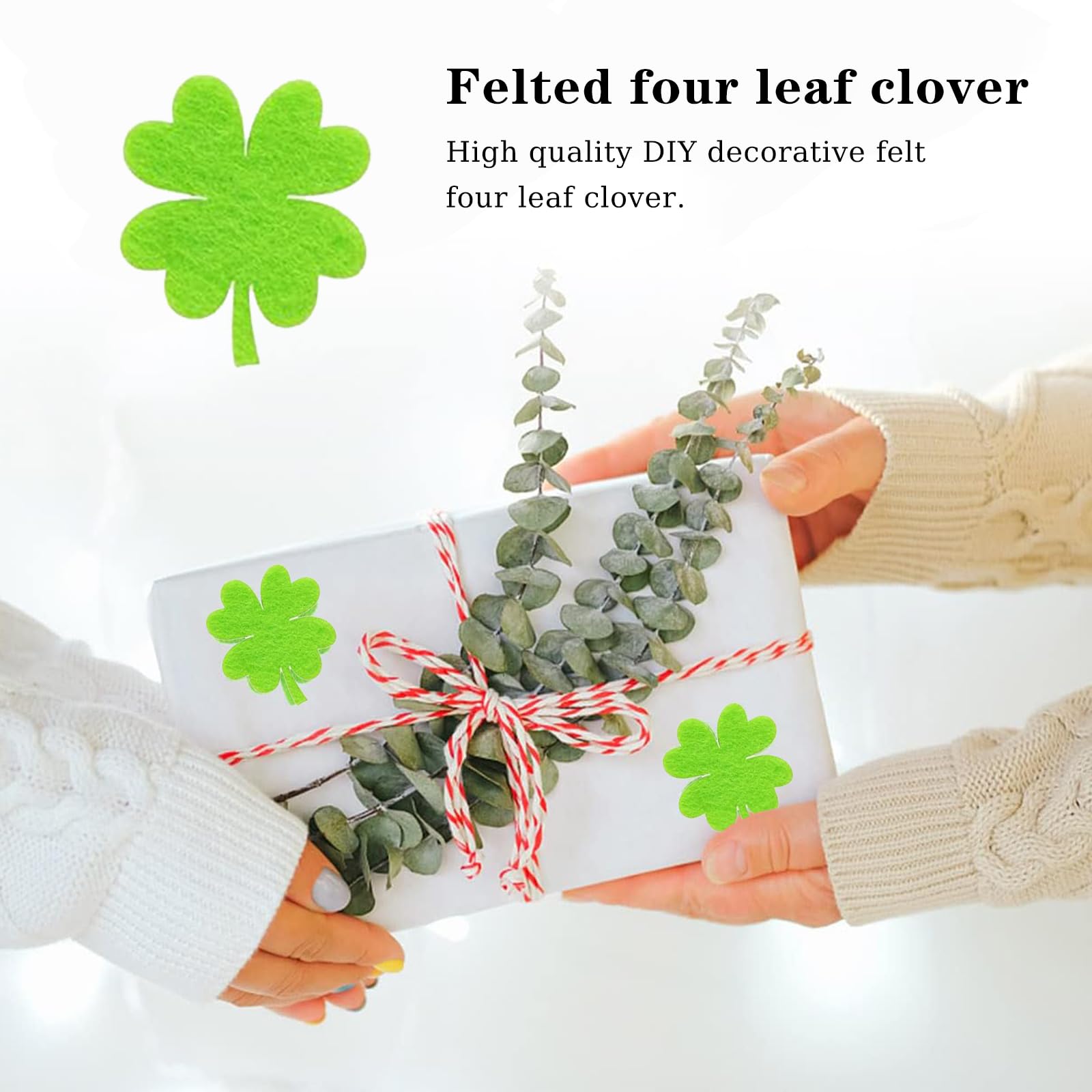 Hellgrünes Filz Kleeblatt - Bastelzubehör In 3-60 Cm, Made In Germany