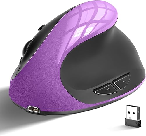 Ratón ergonómico inalámbrico Ratón vertical Ratón pequeño para diestros con receptor USB, 2.4 GHz, 6 botones ajustables DPI 80012001600 para PC,