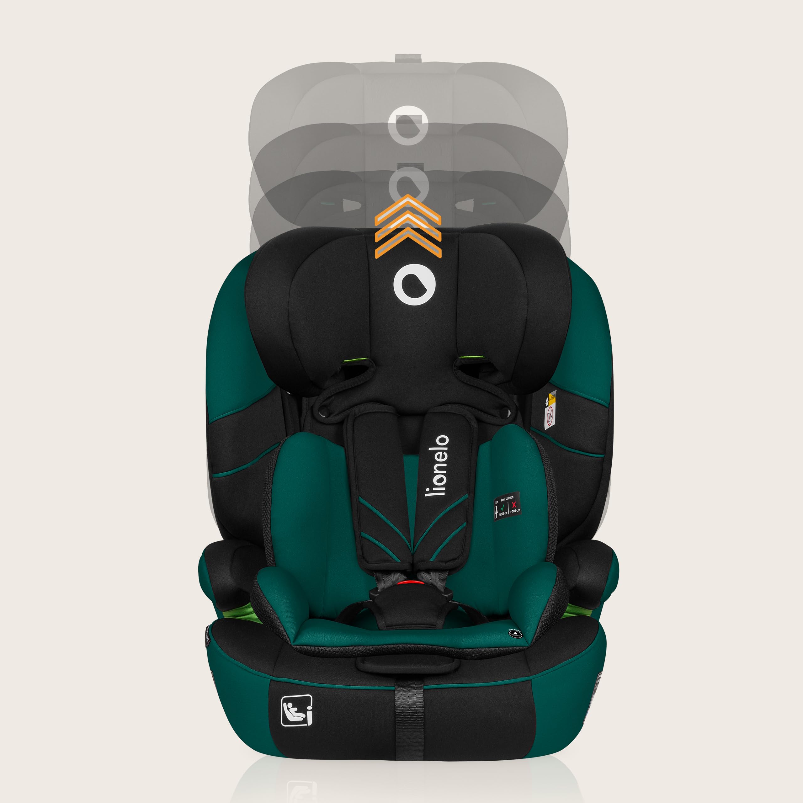 LIONELO LEVI ONE I-SIZE 76-150 cm Kinderautositz, Gruppe 1 2 3 | Seitenschutz, 10 Grad Kopfstützenverstellung Bequeme Armlehnen Verstellbare Rückenlehne, R129 i-Size