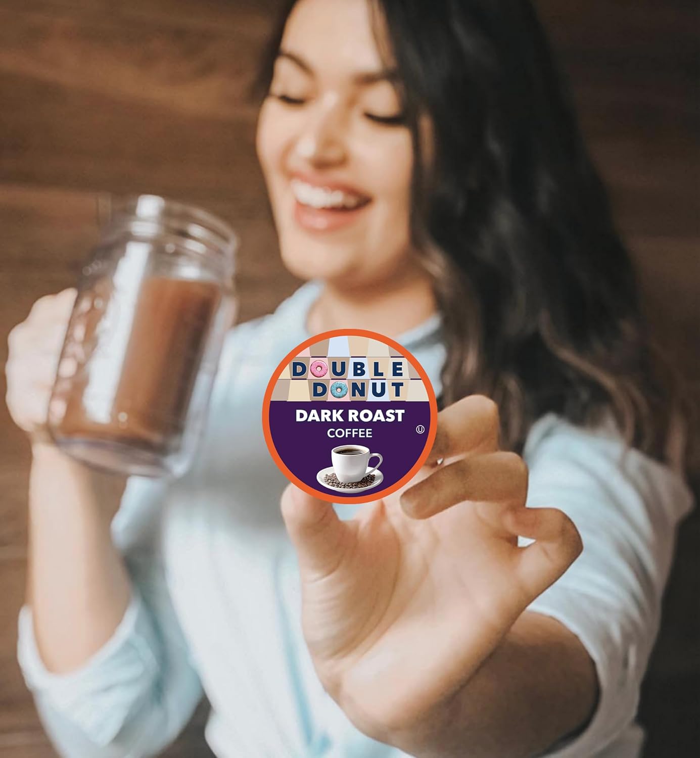 Double Donut Coffee Dark Roast Coffee Pods, Extra Bold Blend Coffee, Single Serve Coffee For Keurig K Cups Machines, Dark Roast Coffee in Recyclable Pods, 100 Count