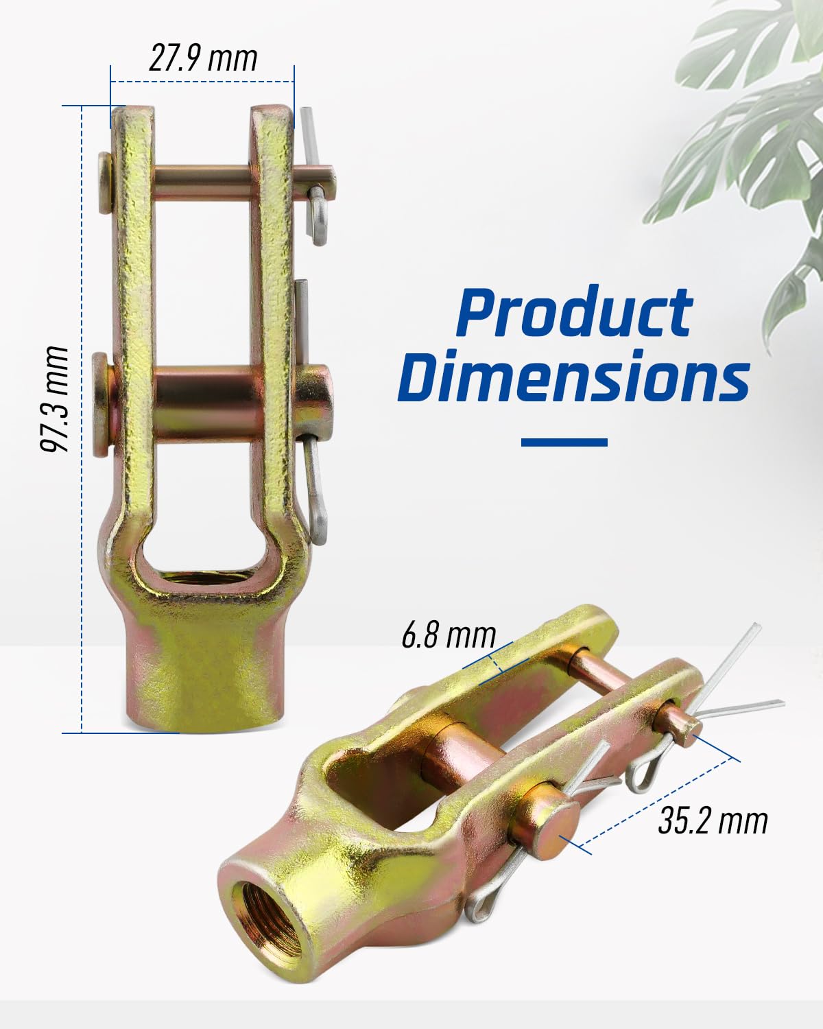 4 Pack Slack Adjuster Clevis Double Pinned Straight Pin Kit, 5/8"-18 Threaded, Fit for Meritor R810019 Haldex CQ36541 Euclid E11430 Freightliner A6809960540 Heavy Duty Air Brake Clevis Linkage