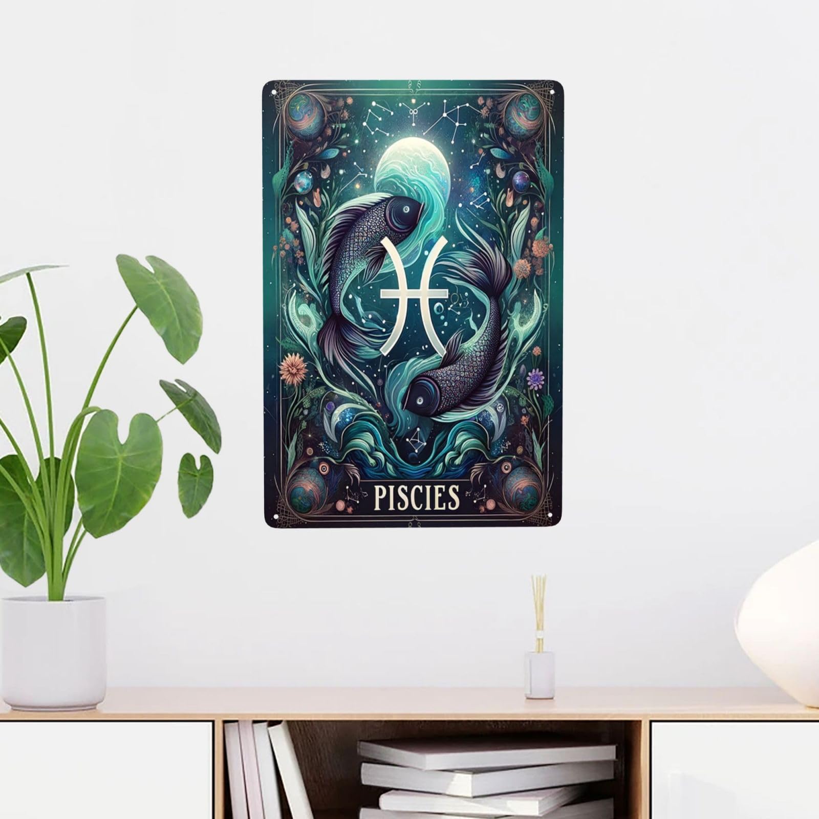 Amazon.com: Mystical Pisces Zodiac Metal Wall Art decor,Celestial