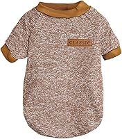 Vista 5 de Suéter de punto clásico para perros y mascotas, abrigo cálido de invierno para cachorros, ropa de suéter suave para perros pequeños (M, caqui)
