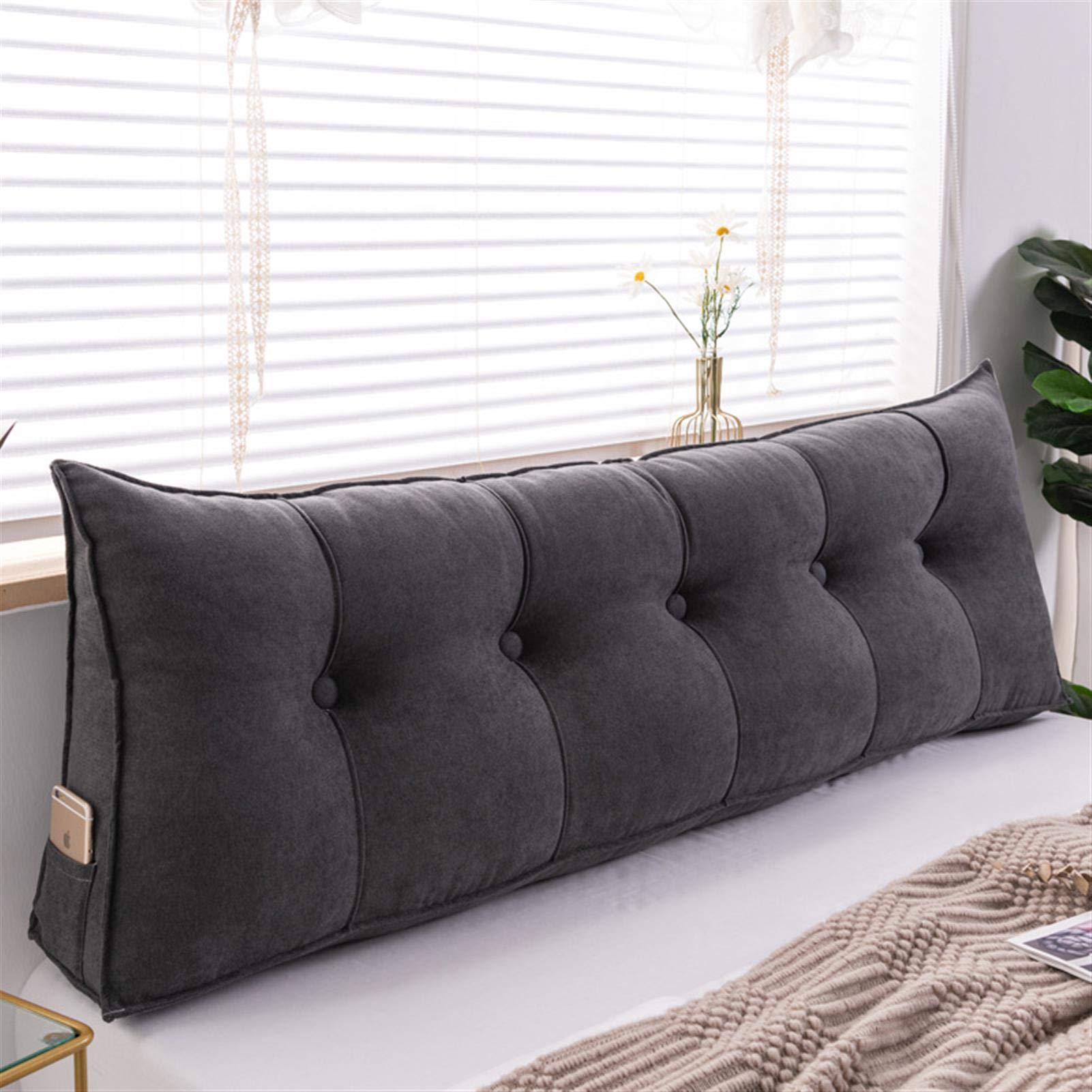 RVUEM Almohada De CuñA Triangular Cuerpo Decorativo Cojines CojíN Lumbar De Refuerzo De Lectura CojíN Triangular De Cabecera Doble Respaldo DiváN con Funda Removible para Sofá/Cama,09,150 * 50 * 20cm