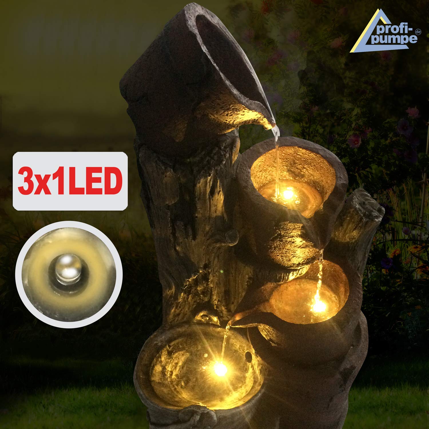 Gartenbrunnen Brunnen Zierbrunnen Zimmerbrunnen Springbrunnen Brunnen Wald-Quelle mit LED-Licht 230V Wasserfall Wasserspiel für Garten