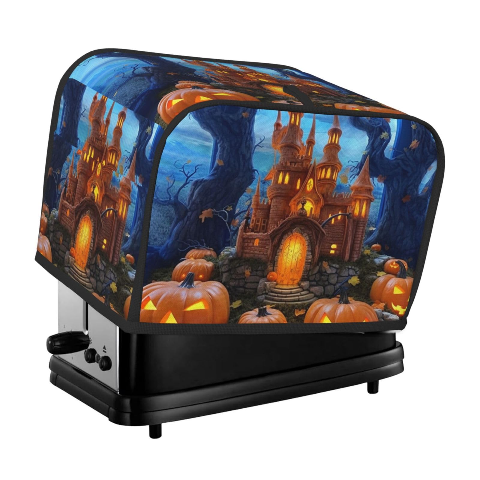 Toaster Covers 2 Slice Halloween Castle Pumpkin Bread Machine Cover Quilted Toaster Dustproof Cover Washable Appliance Cover Bread Maker Protective For Kitchen Small Appliance
