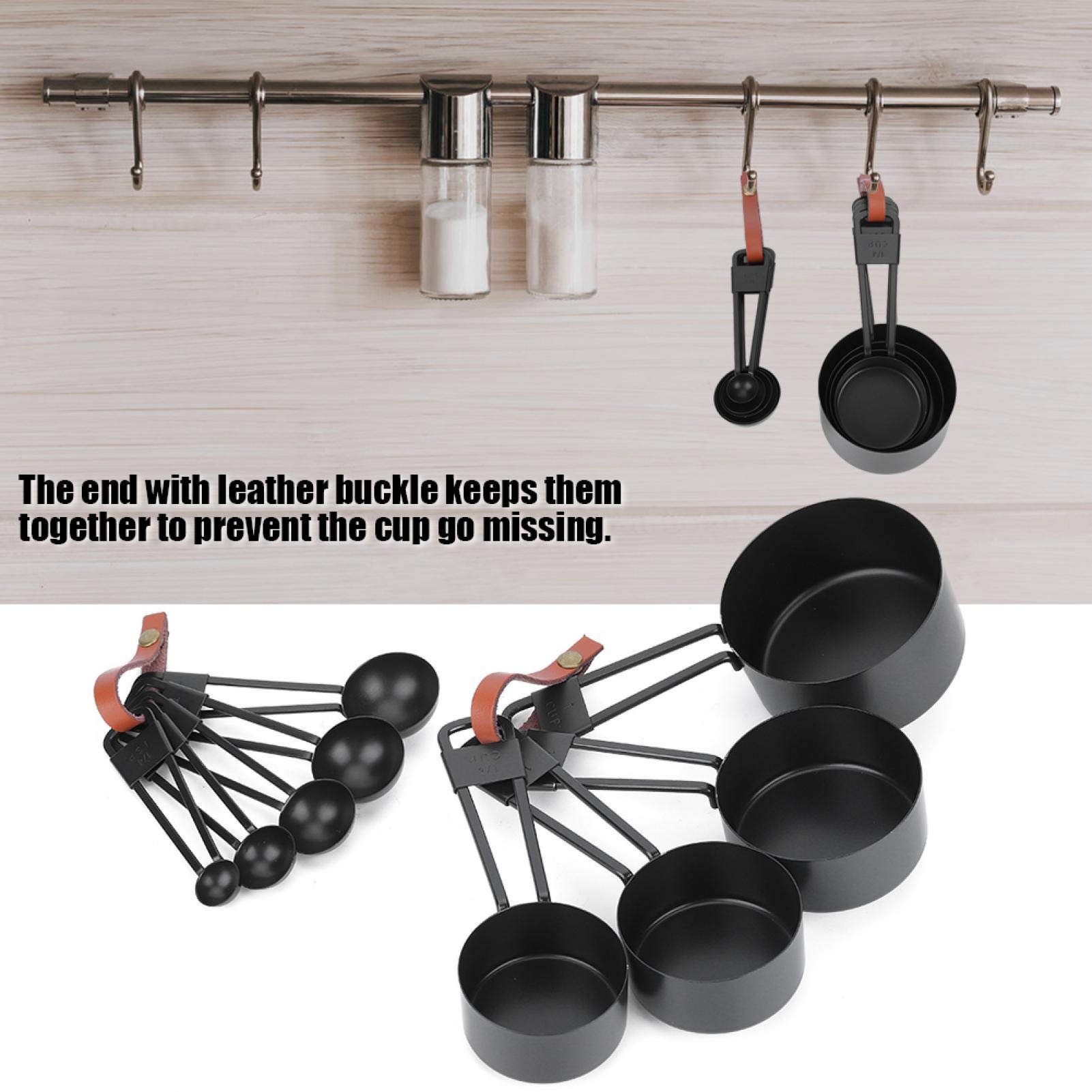 v Measuring Spoon Set, 9PCS Black Measuring Cups Set Coffee Spoon with Scale for Kitchen Baking Cooking Tools