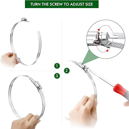 Miniatura 5 de Ripeng Abrazaderas de manguera grandes de acero inoxidable, accionamiento sin fin, ajustables para intercooler, tubería, plomería, tubo y línea de