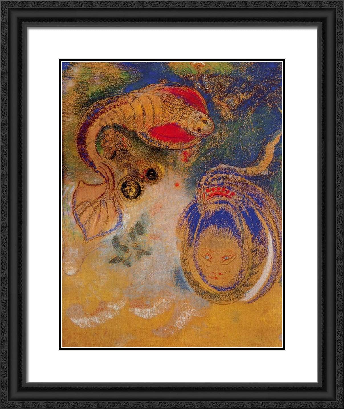 ArtDirect Redon, Odilon 20x24 Gold Ornate Framed Art Print with Double Matting Titled: Animals of the Bottom of the Sea