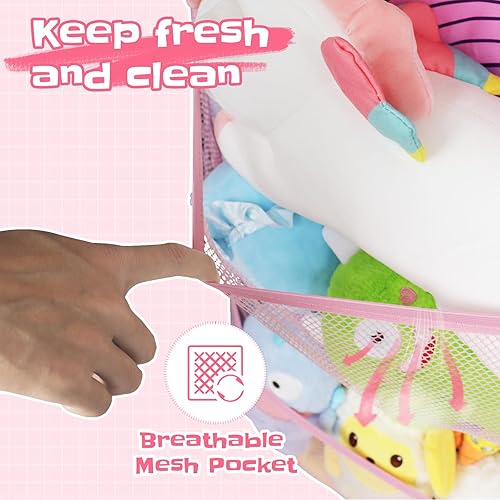 Miniatura 7 de Almacenamiento de animales de peluche, unicornio arcoíris sobre la puerta, almacenamiento de animales de peluche para niños y niñas, organizador