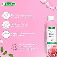 Vista 6 de De La Cruz Rose Water and Glycerin for Face - Rosewater Facial Toner and Moisturizer for Skin and Hair 8 fl oz. (236 mL) - 1 Bottle