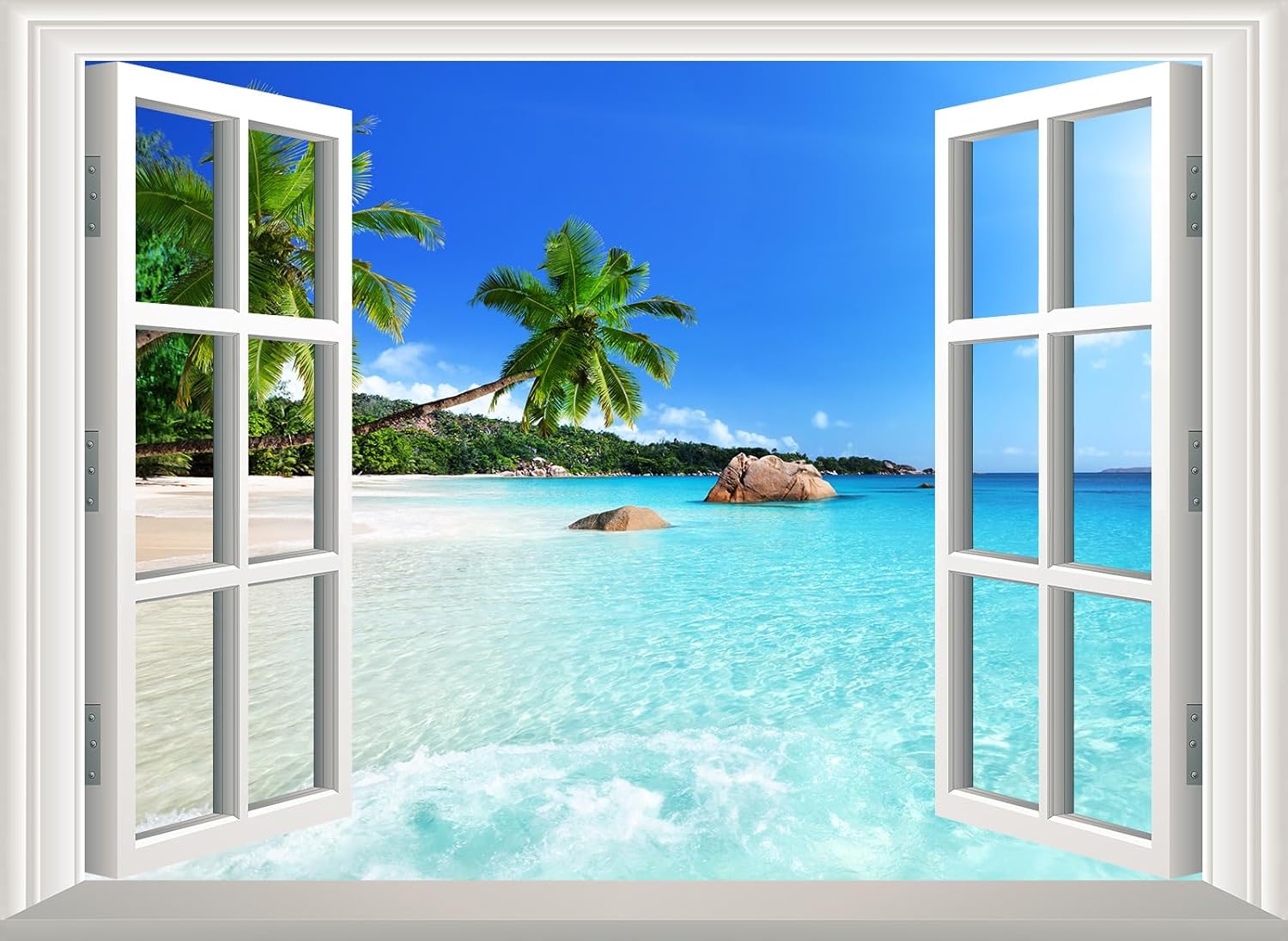 Landscape Fake Window Wall Sticker Mural Wall Decal Stick and Peel - 80"x58"