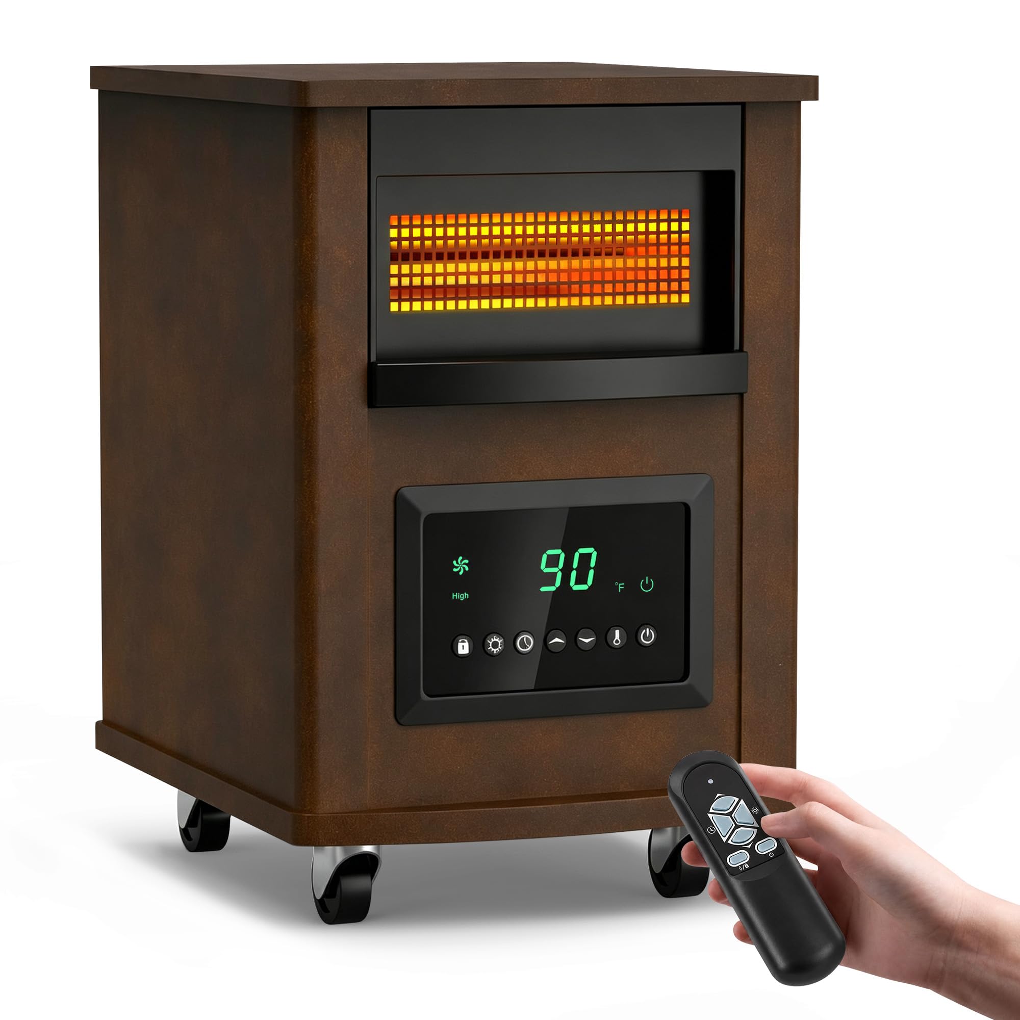 RealSmart 1500W Wood Cabinet Infrared Space Heater