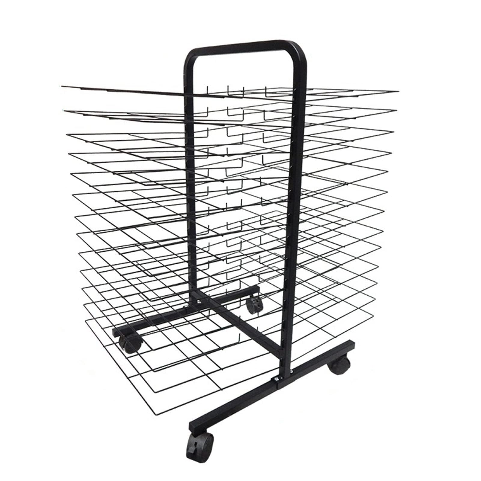 Trockengestell für Künstlerbedarf – Doppelseitiges Draht-Trockenregal, ideal für Klassenzimmer, Ateliers und Zuhause, mit Rollen, zum Trocknen und Drucken von Bildern, für Kinder, 38-lagig