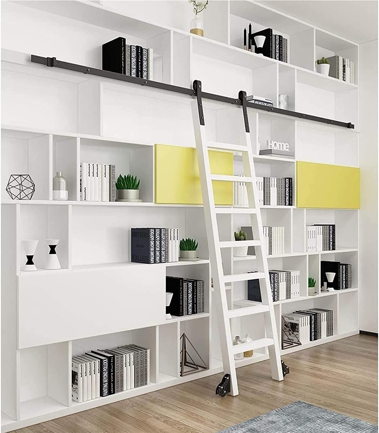 Échelle roulante quincaillerie pour bibliothèque de salon et dressing sur mesure