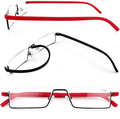 Miniatura 5 de Lentes de lectura de medio marco, lectores de computadora de medio borde con estuche para gafas para hombres (2 piezas en bolsa) 2.50