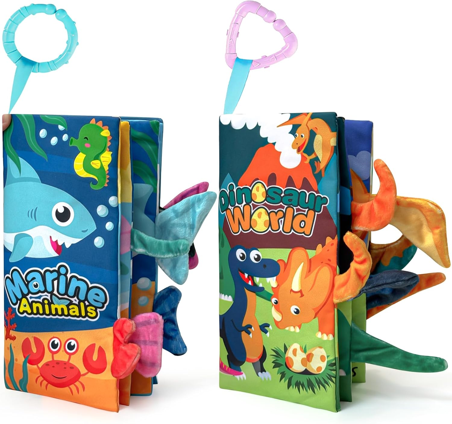 2pcs Soft Baby Books 0-6 Months, Infant Newborn Baby Toys for 6-12 Months, Crinkle Cloth Tummy Time Touch Sensory Interactive Book Toy & Gift for Baby 0-12m Must Haves