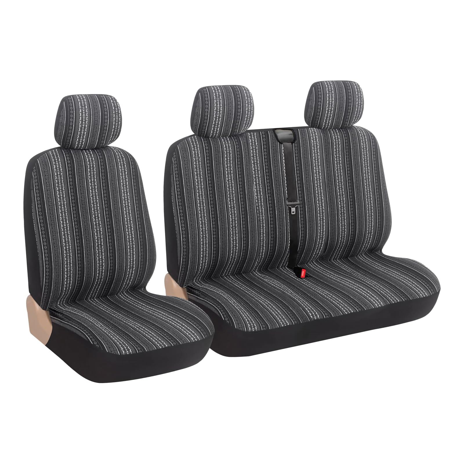 TOYOUN Coprisedili Anteriori Universali In Tessuto per La Maggior Parte Dei Furgoni, Suv, Camion, Coprisedili per Auto con Decorazione a Strisce 3D Grigio