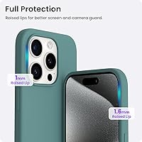 Vista 42 de ORNARTO Funda compatible con iPhone 15 Pro de 6.1 pulgadas, silicona líquida de 3 capas cubierta completa de goma de gel suave, funda protectora