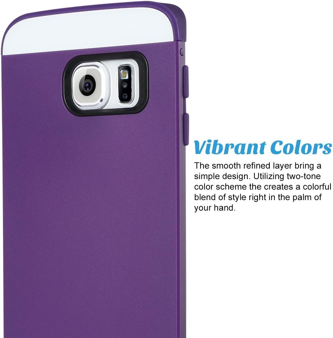 ULAK Galaxy S6 Edge Case, Slim Protect Hybrid with 2 Layer Cover PC and TPU Layers for Samsung Galaxy S6 Edge (5.1" inch) 2015 Release Purple + Purple