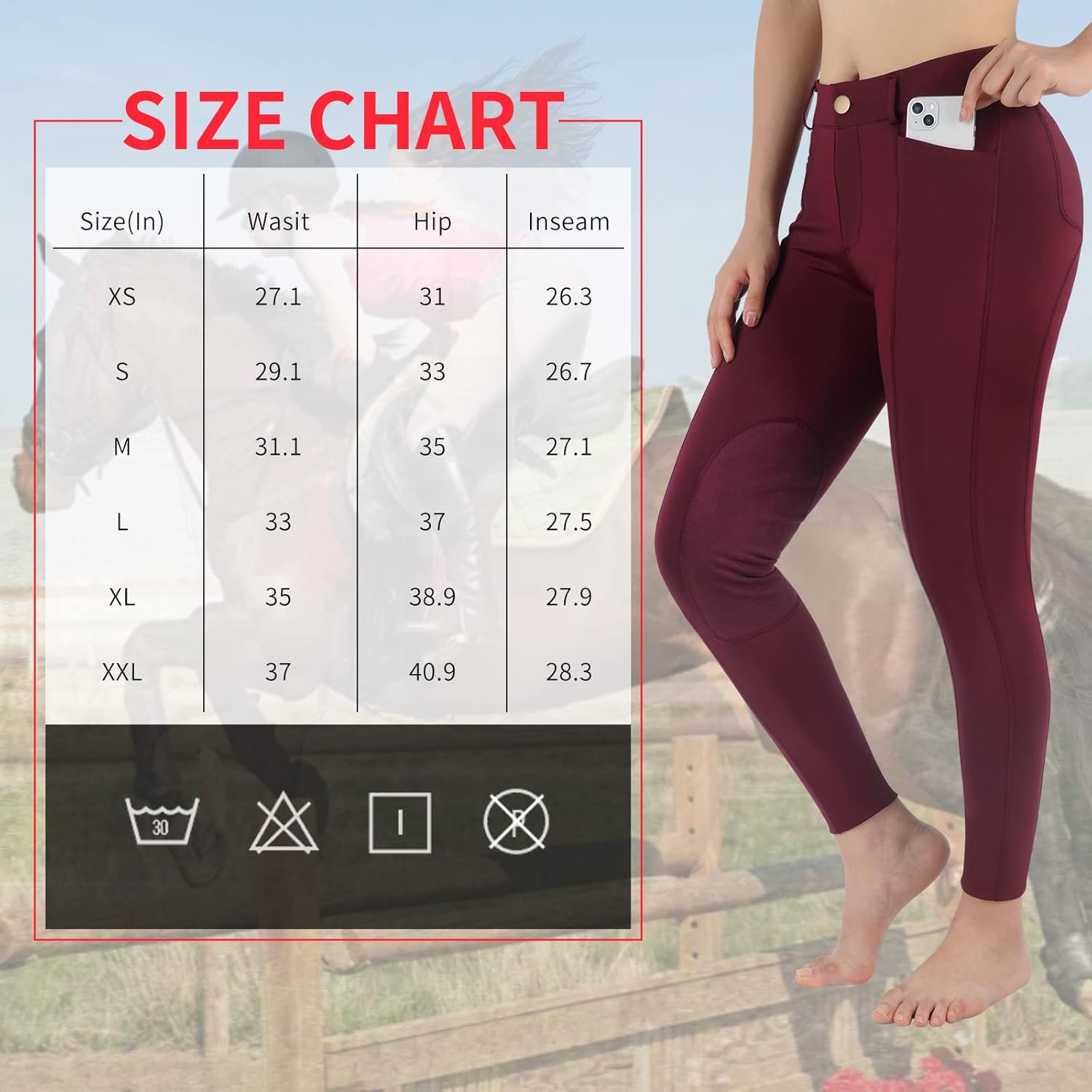 beroy Horse Riding -Pants Women Equestrian-Breeches - Ladies Training Horseback Riding Tights Full Seat Silicone Pockets - Image 6