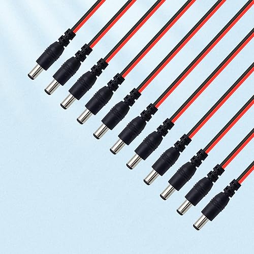 Miniatura 5 de Paquete de 20 conectores macho de cable de alimentación de 12 V 5 A CC, 0.217 in x 0.083 in, adaptador de conector de barril de CC para cámara de