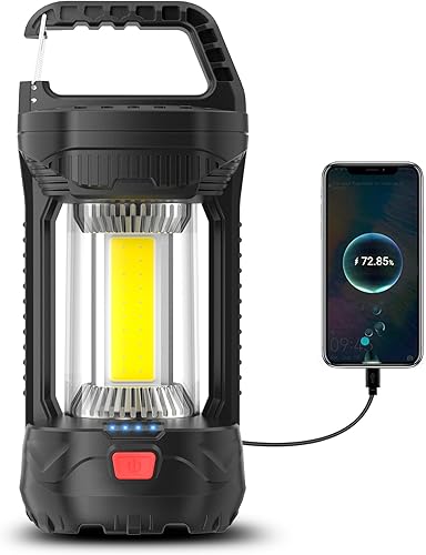 Linterna de camping recargable, linterna recargable de 2000 lm con batería de 4400 mAh, luz LED impermeable para campamento con 4 modos, linternas