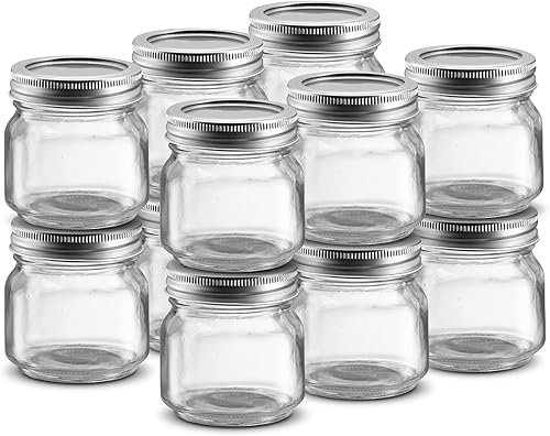 Miniatura 1 de Tarros de vidrio de 8 onzas con tapas y bandas, tarros Mason de boca regular para conservar alimentos, tarros de conservas para jugo, mermelada,
