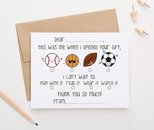 Miniatura 3 de Sports Fill In Thank You Note Cards for Boys, Kids Thank you Cards Fill In the Blank Thank You Cards for Kids, Kids Thank You Cards with Envelopes