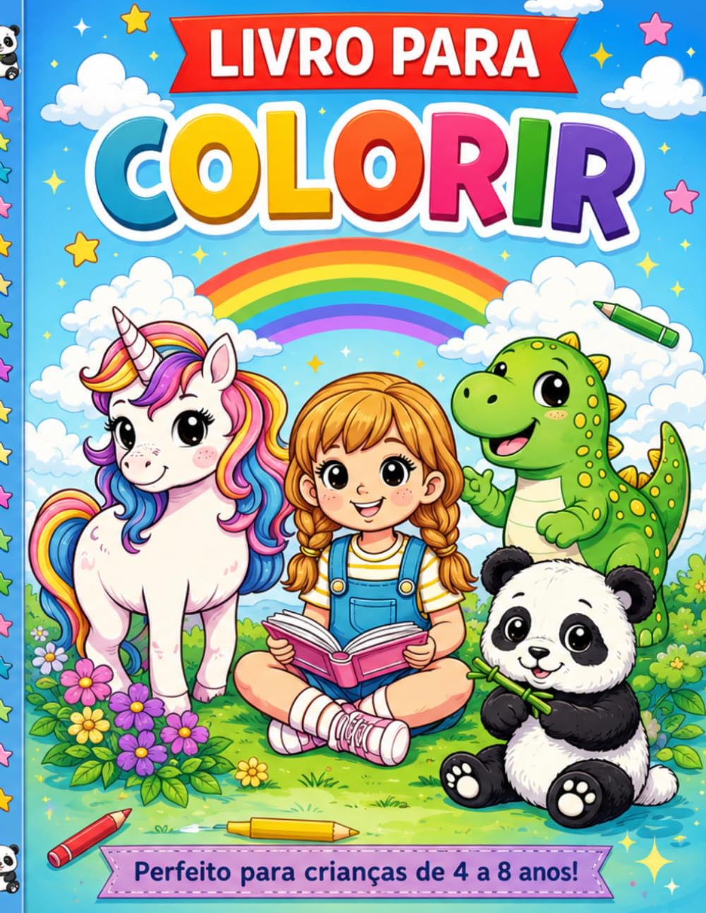 Livro Para Colorir Infantil: “Unicórnios, dinossauros e animais fofinhos para crianças”