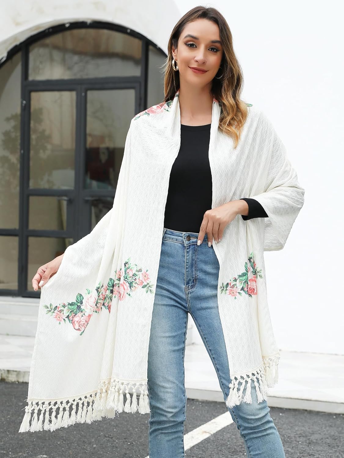 Virgen De Guadalupe Shawls For Women Rebozo Para Mujer Mexicanos Virgin Mary Catholic Gifts Rose - Image 4