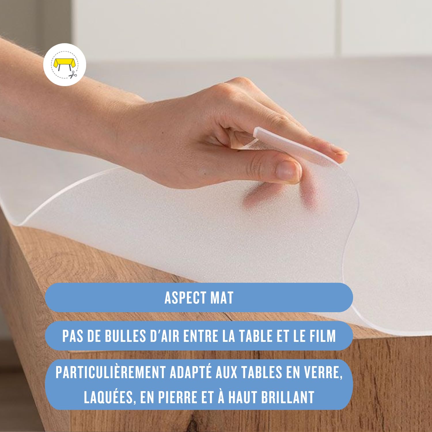 Trente Nappe Transparente Mat 120x80 cm - 2mm - Nappe rectangulaire avec Bords Inclinés, Protection Table Lavable, Toile Cirée au Mètre, Idéale pour Tables en Verre & Laquées, Intérieur & Extérieur