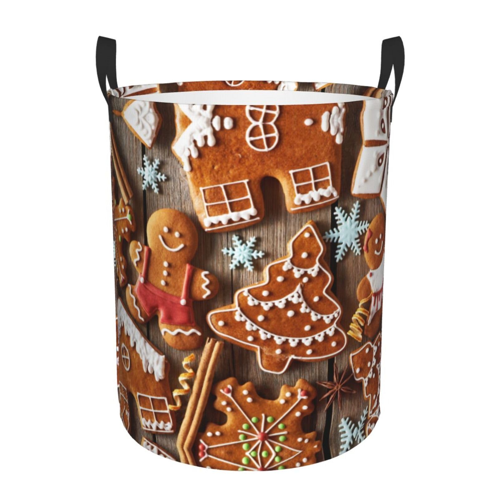 S Collapsible Round gingerbread cookies Print Laundry Hamper