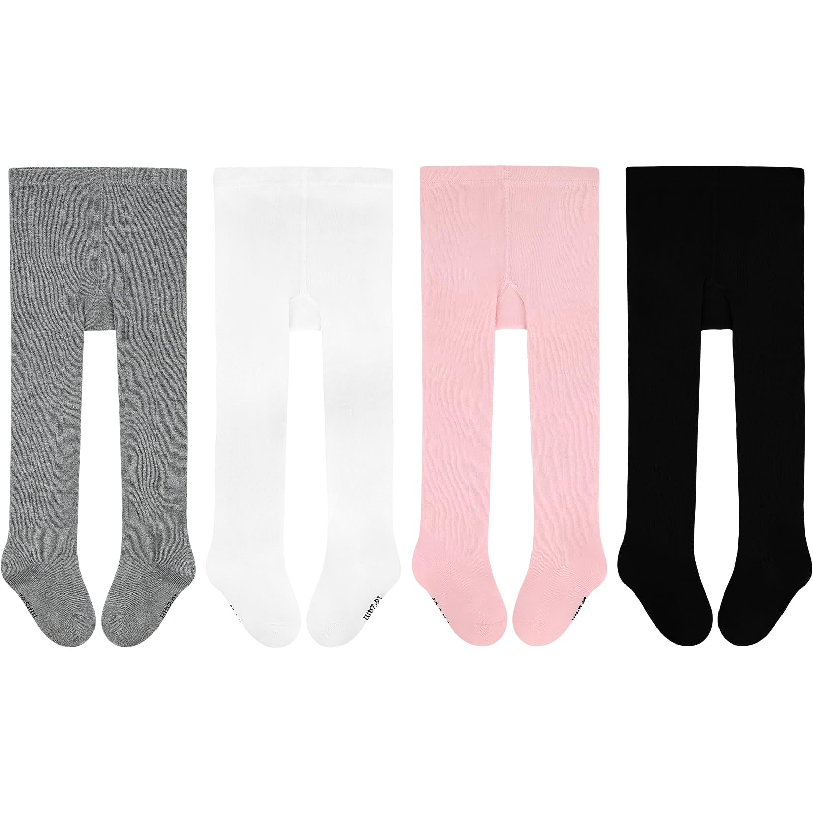 GENTABY Girls Pantyhose Toddler Baby Tights - 4 Pairs Cotton Black White Pink Gray 0-9 Months Infant Girls Tights Newborn Kids Pantyhose