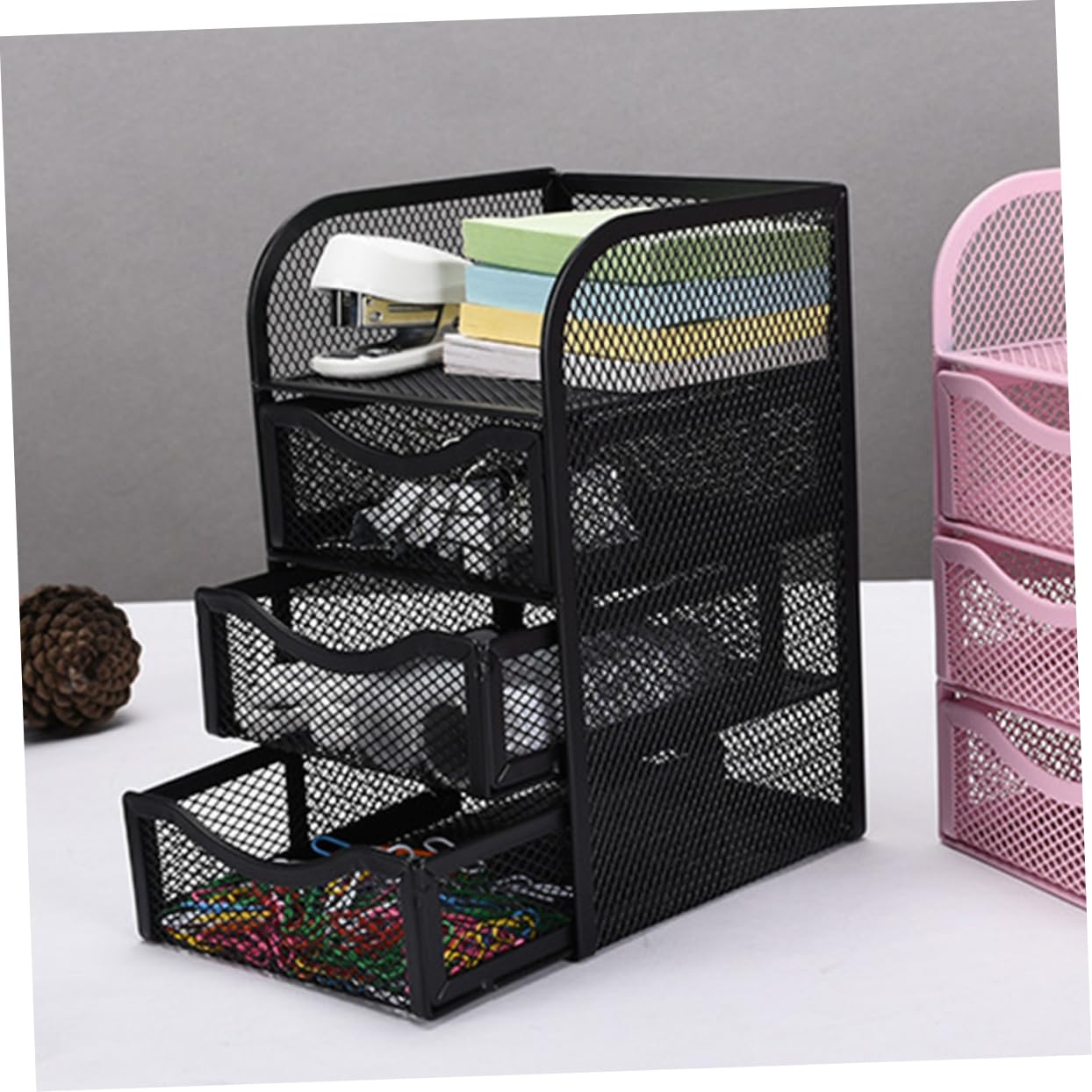 NUOBESTY Organizador De Escritorio Multiusos De Tres Contenedor Para Archivos y Material De Oficina Para Clasificar Documentos Papelería y Cosméticos Diseño Práctico