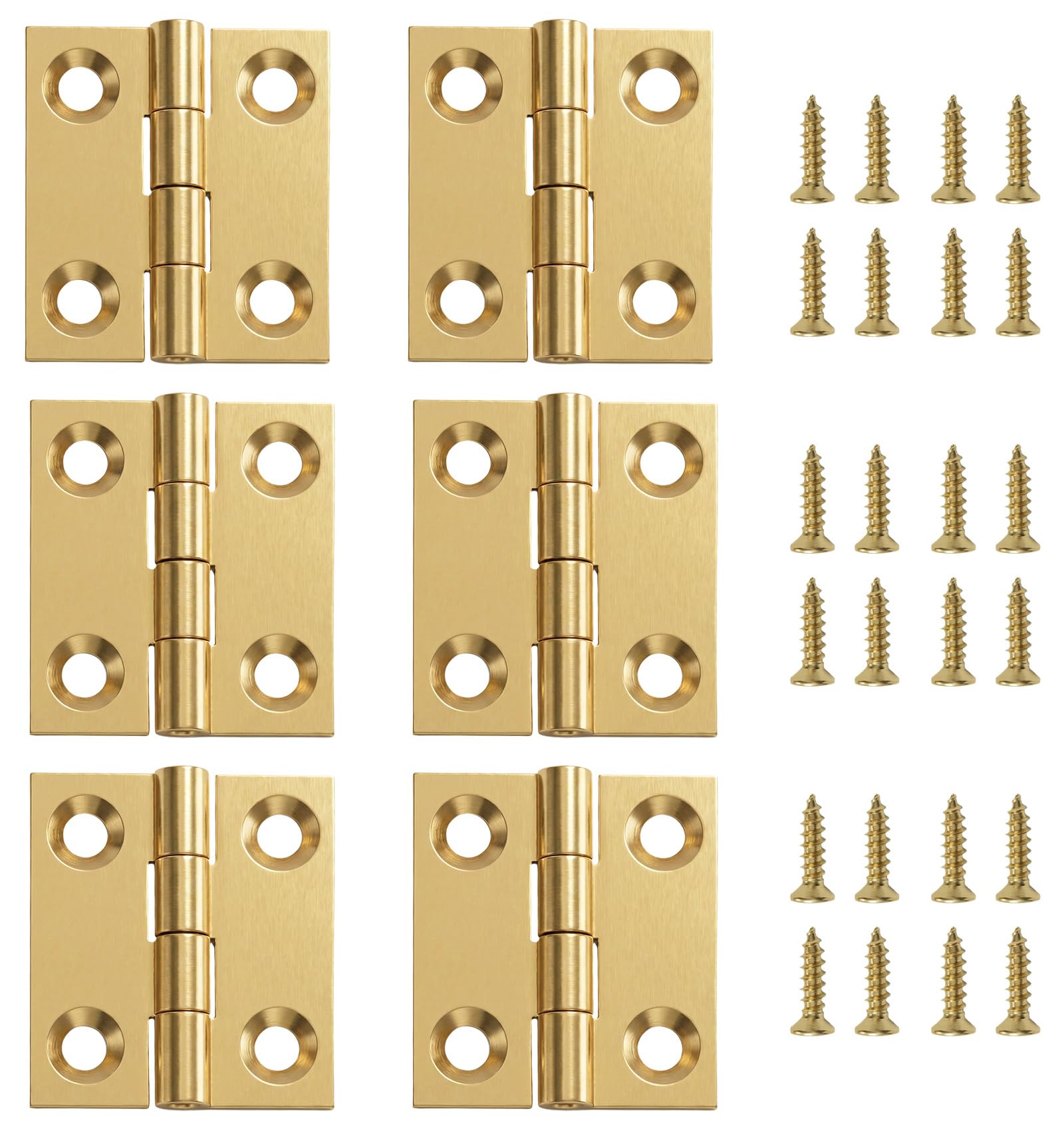 6 Pcs Small Brass Hinges, Rustproof Cabinet Door Small Hinges for Wooden Box, Jewelry Box, Drawer, Crafts and Furniture,1 Inch
