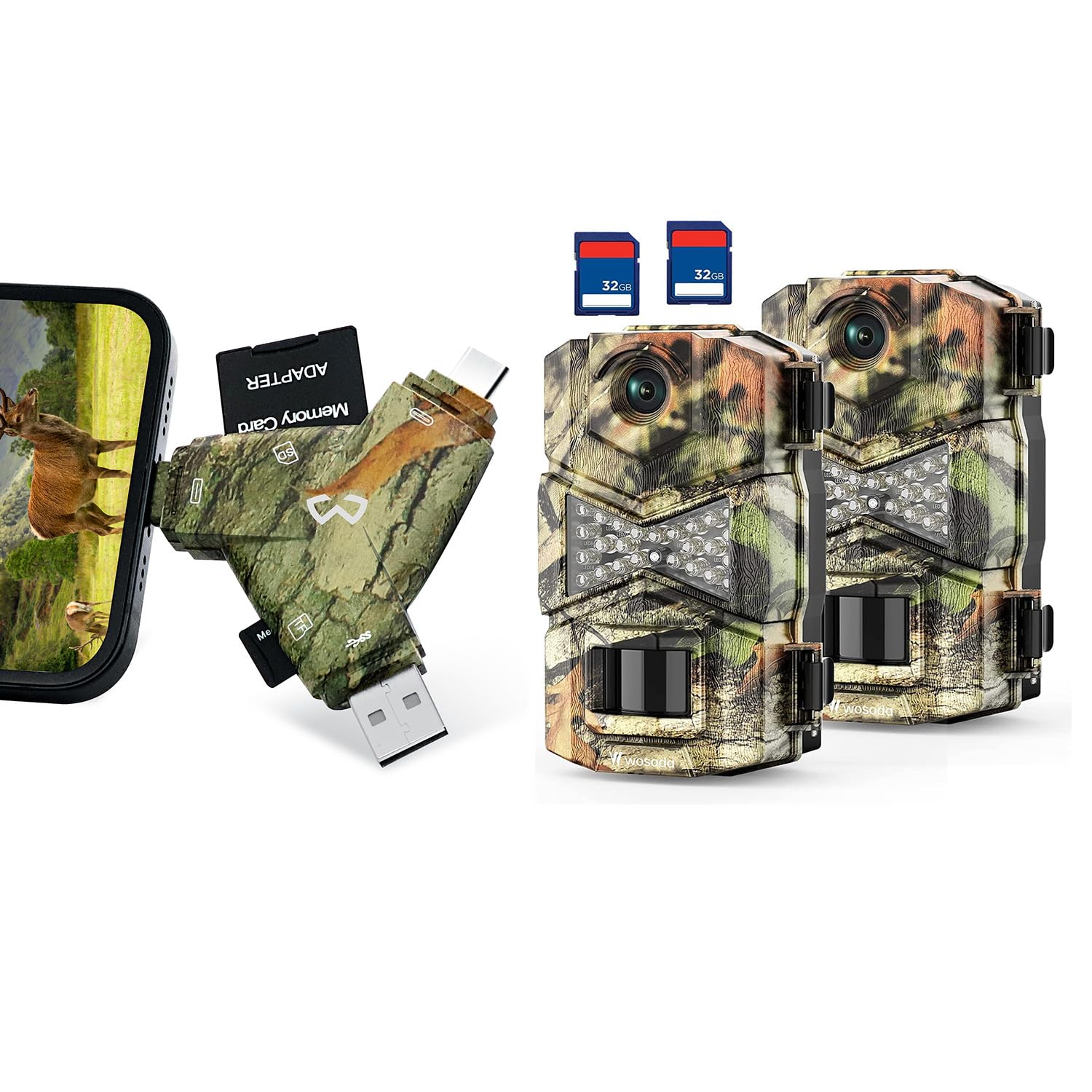 Trail Camera 2 Pack 24MP 1080P+Trail Camera Viewer,Game Camera Fast Trigger Time Infrared Night Vision,Plug & Play for Hunters to View Photos and Videos,Perfect Deer Hunting Accessories