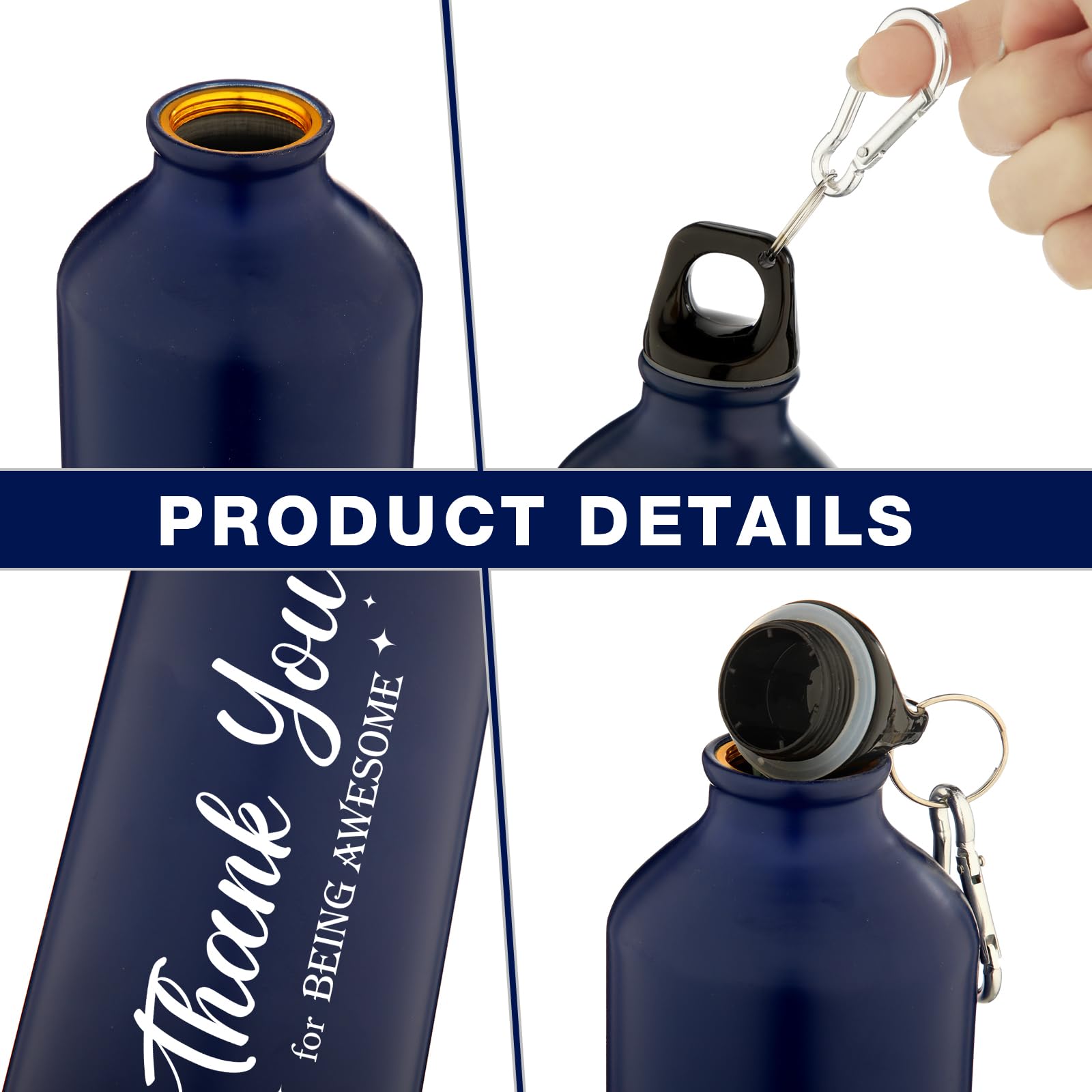 Zhehao 10 Stück Dankeschön Wertschätzung Geschenke Aluminium Wasserflasche Leichte Fahrrad Sport Flasche Wiederverwendbare Rucksackreisen Wasserflaschen Auslaufsichere Reiseflaschen mit Schnalle